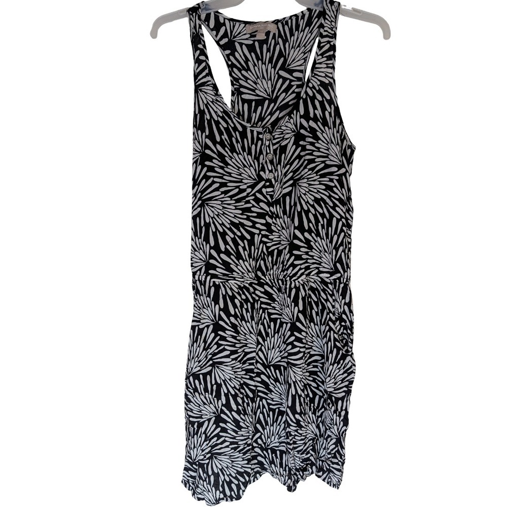 Banana Republic Factory Sleeveless Dress Womens Medium Black White Abstract Mini